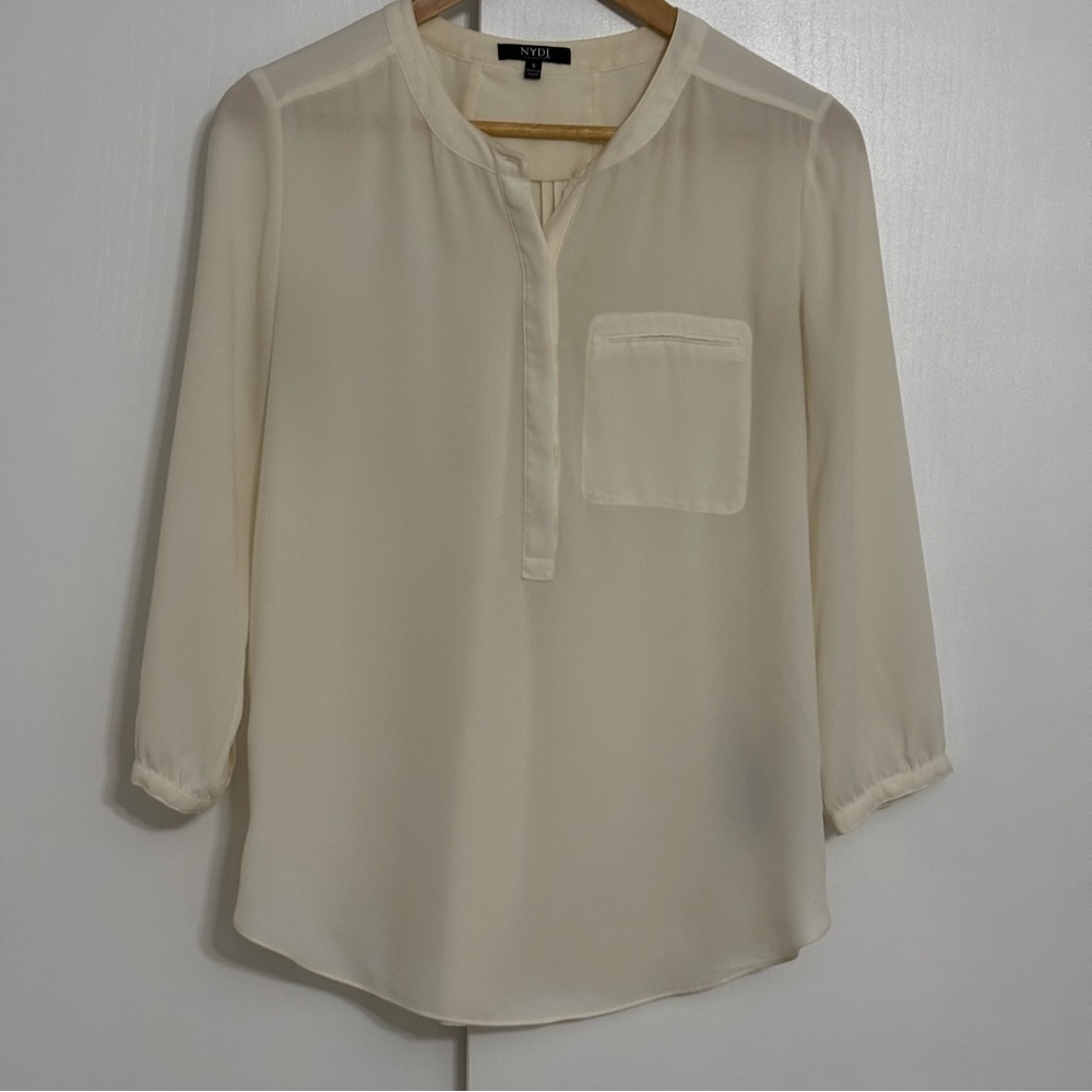 NYDJ Cream Sheer Blouse Women S